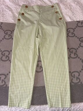 🌼 Zara Light Green and White Gingham Pants